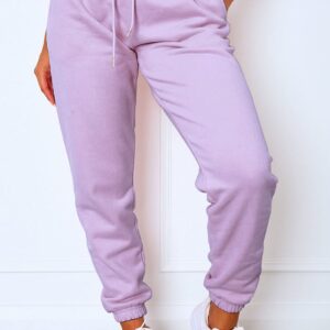 Waitfairy Women's High Waisted Sweatpants Cinch Bottom Jogger Pants with Pockets for Teen Girls Light Purple L