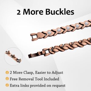 Feraco Copper Bracelet for Women for 99.99% Solid Copper Magnetic Bracelets Unique X Shape Links Magnet Jewelry (Fishtail with Ring)