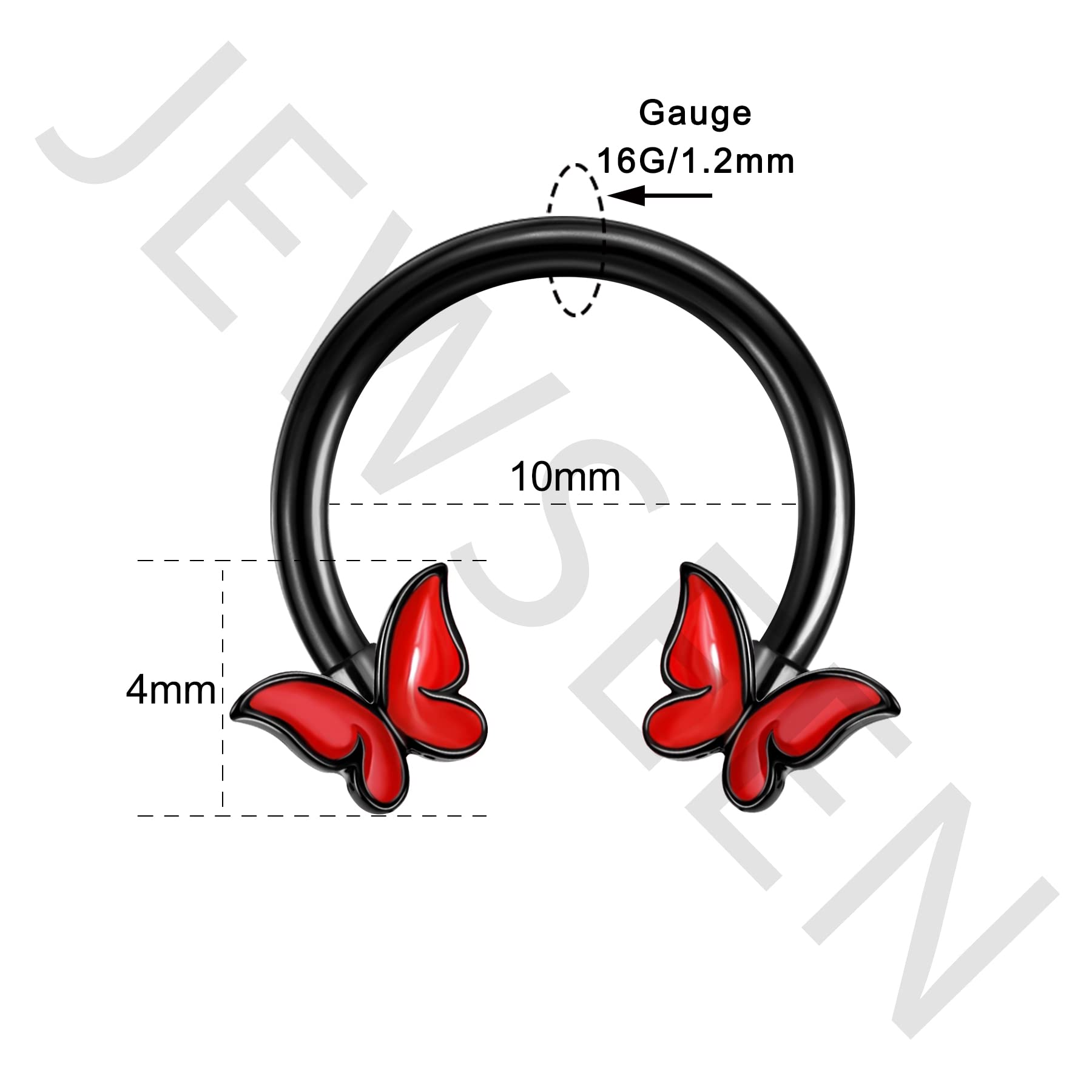 Jewseen Septum Ring Horseshoe Hoop Earring Cartilage Earring Hoop 16G Nose Ring Hoop Butterfly Captive Bead Rings Tragus Daith Rook Helix Piercing Body Jewelry