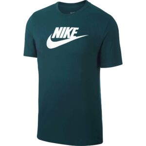 nike mens sportswear hangtag swoosh tee, deep turquoise/white, medium