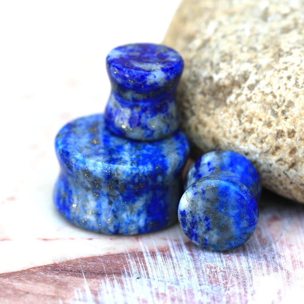 Pierced Owl AAA Grade Natural Lapis Lazuli Stone Double Flared Plugs, Sold as a Pair (19mm (3/4"))