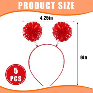 WILLBOND 5 Pieces Pom Pom Headbands for Women - Head Bopper Party Accessory (Mixed Colors)