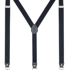 Suspenders for Women with 3 Swivel Hooks and 1" Width Strap for Jeans and Shorts, also for Slim or Young Men (Black)