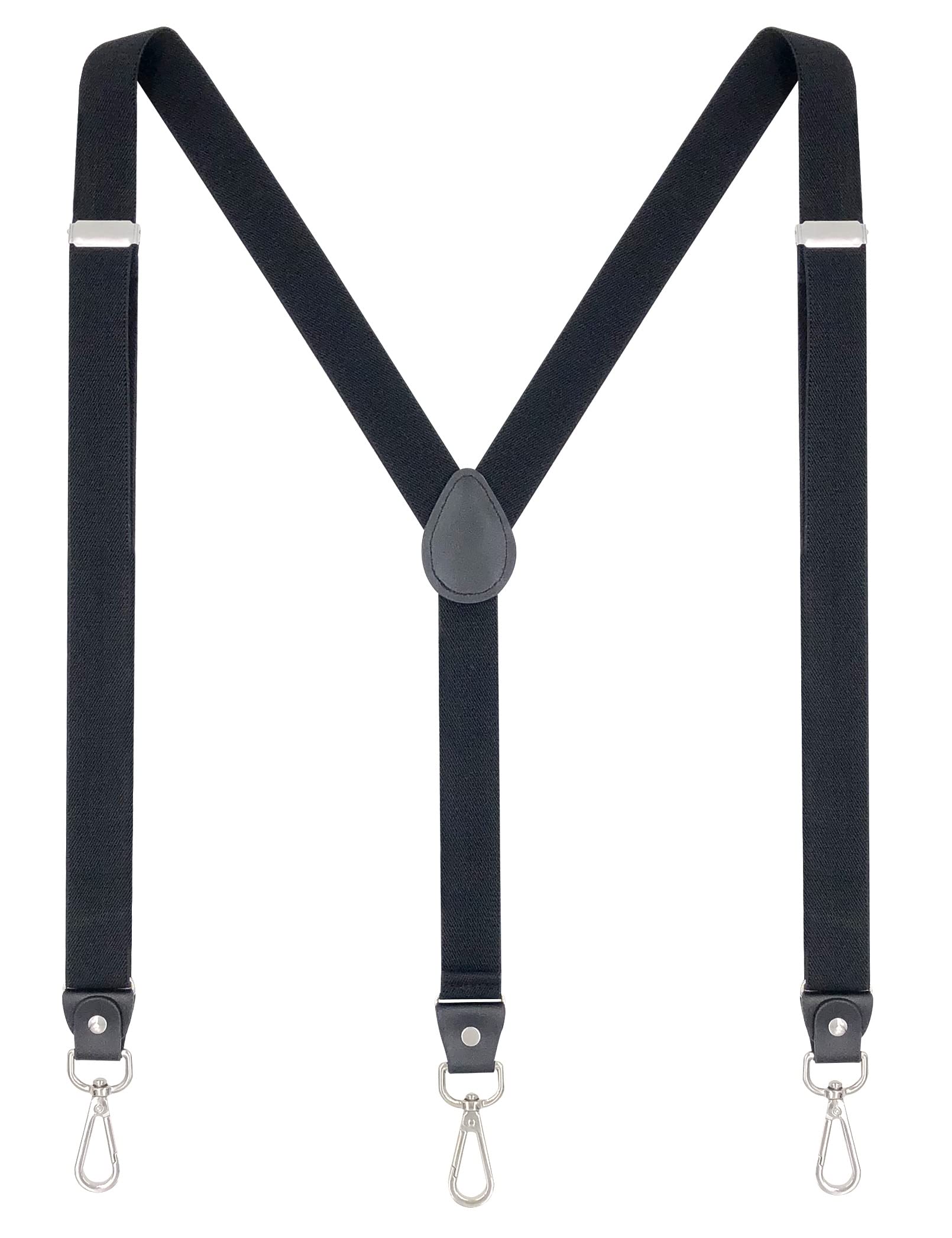 Suspenders for Women with 3 Swivel Hooks and 1" Width Strap for Jeans and Shorts, also for Slim or Young Men (Black)