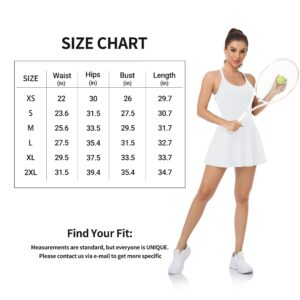 Womens Workout Tennis Dress with Built in Shorts and Bra Athletic Golf Activewear for Exercise White X-Large