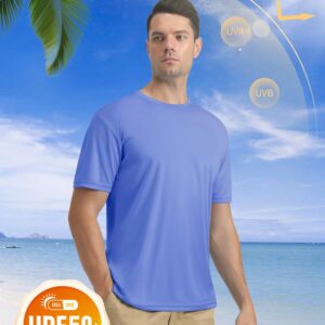 Mens Sun Shirts Short Sleeve UPF 50+ T-Shirt Quick Dry Shirts Moisture Wicking Summer Shirts Rash Guard T Shirts Light Blue M