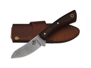 knives ranch damascus skinning knife, fixed blade hunting knife with rosewood handle and heavy-duty dual horizontal/vertical sheath (3129-irw)