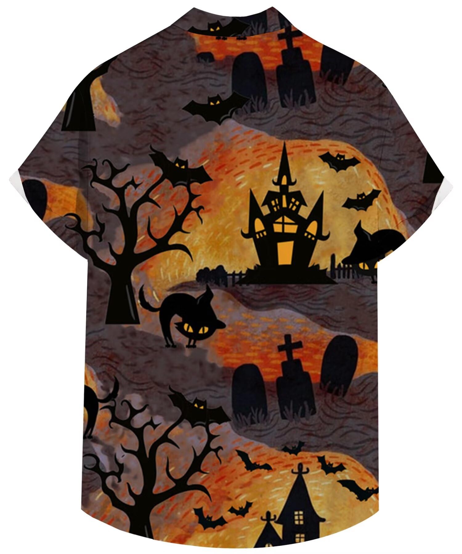 WHO IN SHOP Men's Halloween Shirts Cute Scary Horror Short Sleeve Button Up Shirt