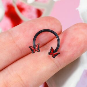 Jewseen Septum Ring Horseshoe Hoop Earring Cartilage Earring Hoop 16G Nose Ring Hoop Butterfly Captive Bead Rings Tragus Daith Rook Helix Piercing Body Jewelry