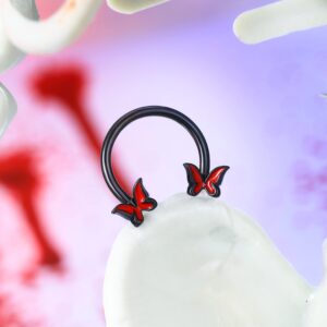 Jewseen Septum Ring Horseshoe Hoop Earring Cartilage Earring Hoop 16G Nose Ring Hoop Butterfly Captive Bead Rings Tragus Daith Rook Helix Piercing Body Jewelry