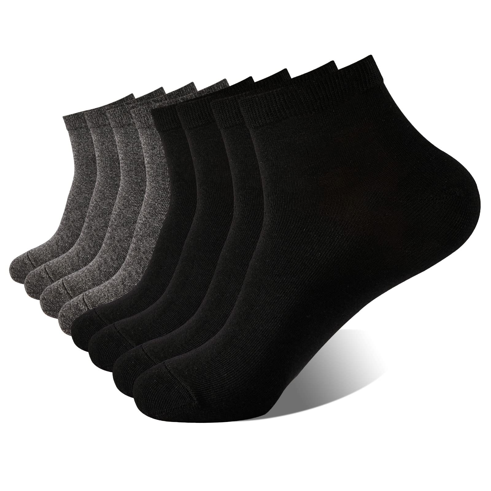 J-BOX 8 Packs Cotton Socks for Men Low Cut Breathable Multipairs Running for Men Ankle Socks