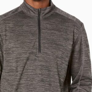 PGA TOUR Men's Textured Fleece 1/4 Zip Jacket Base Layer, Caviar HTR, X-Large