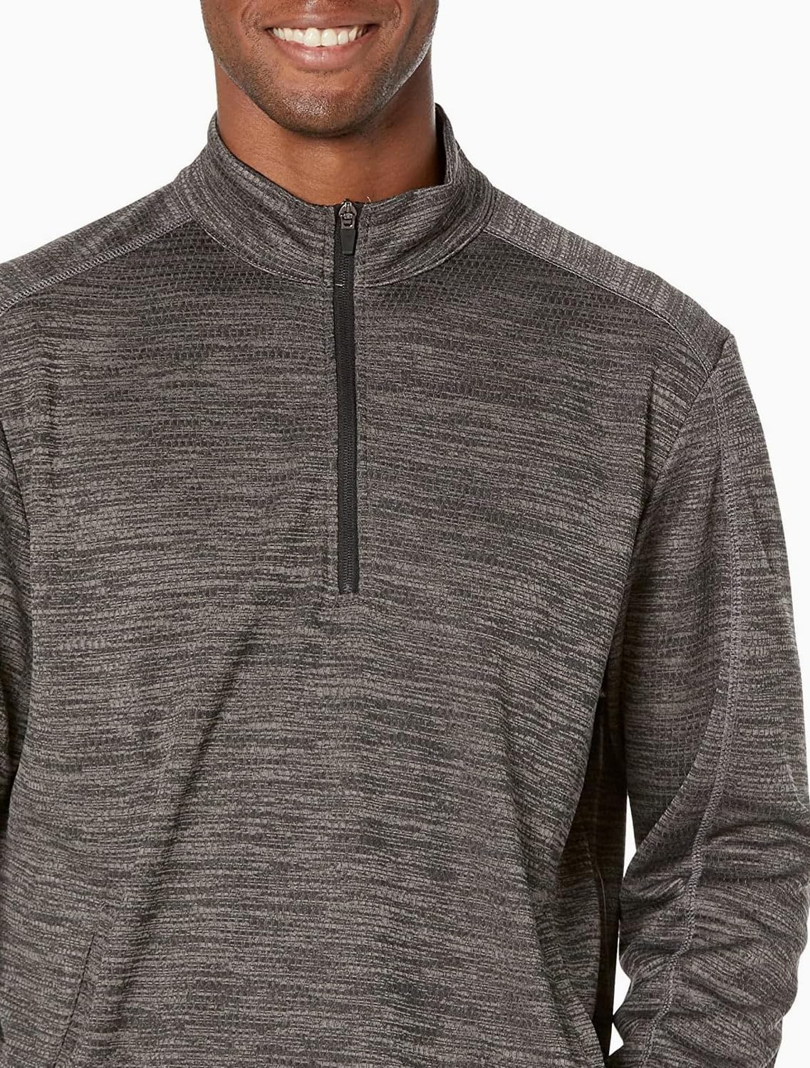 PGA TOUR Men's Textured Fleece 1/4 Zip Jacket Base Layer, Caviar HTR, X-Large