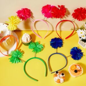 WILLBOND 5 Pieces Pom Pom Headbands for Women - Head Bopper Party Accessory (Mixed Colors)