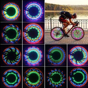 Bike Wheel Lights,Bike Spoke Lights Bicycle Wheel Lights,IPX5 Waterproof,2 Control Modes,Ultra Bright 32pcs LED 32 Exquisite Patterns,Bike tire Lights Bike tire Accessories (Blue 32LEDs-2pieces)