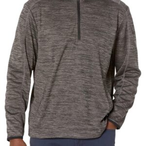 PGA TOUR Men's Textured Fleece 1/4 Zip Jacket Base Layer, Caviar HTR, X-Large