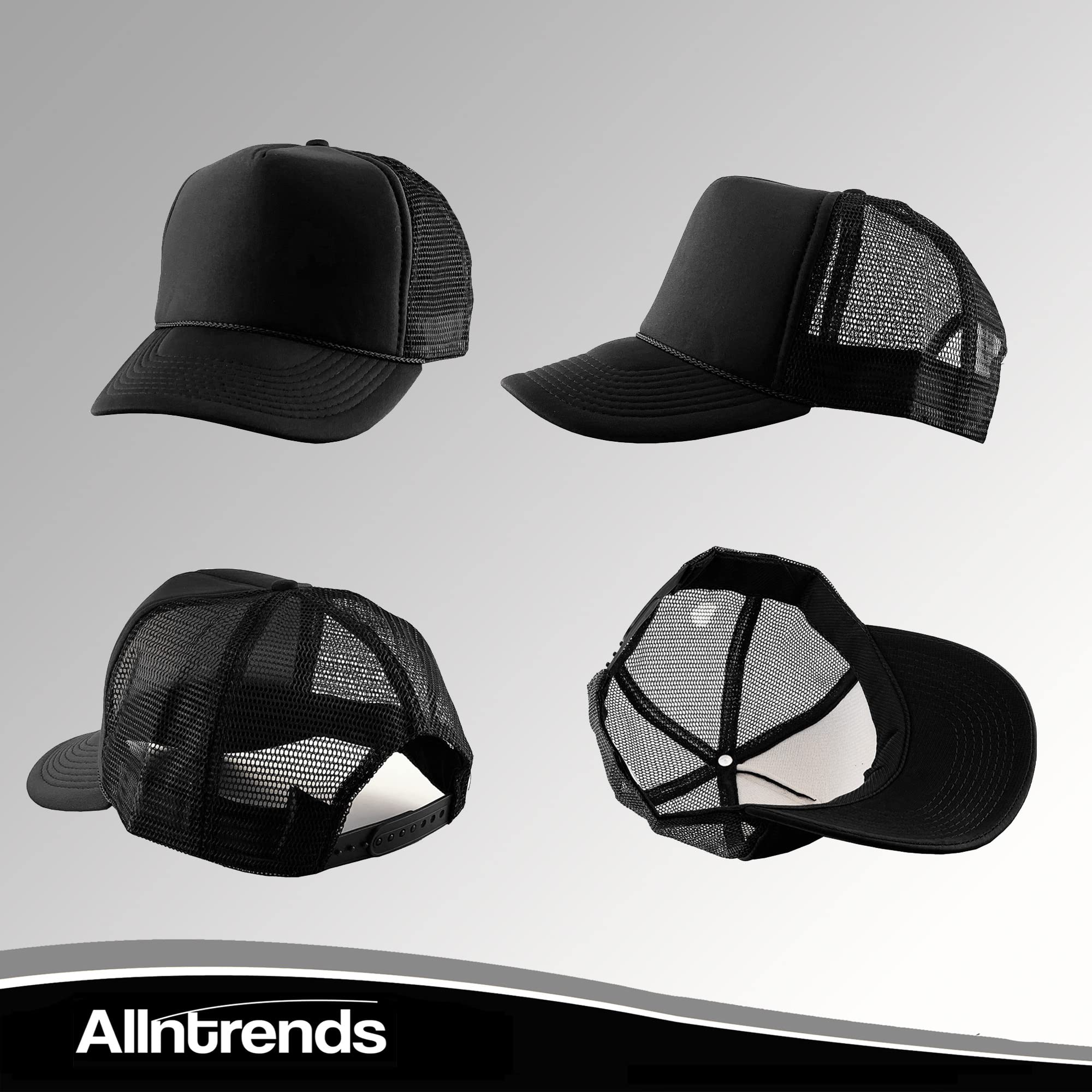 ALLNTRENDS TIK Tok Famous Trucker Hat Embroidered Cap Adult Adjustable Graphic Hat (Black)