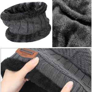 6 Pack Winter Beanie Hat Scarf Set Stylish Knit Skull Caps for Men Women Fleece Thick Lined Neck Warmer, 6 Colors