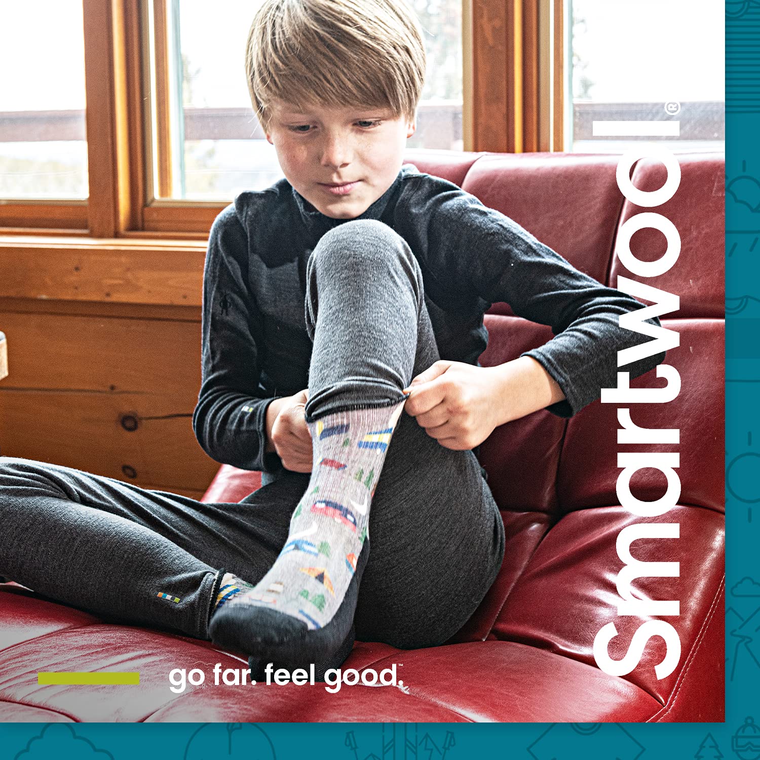 Smartwool Kids' Wintersport Ski Day Full Cushion Merino Wool Over The Calf Socks, Wild Salmon, Large