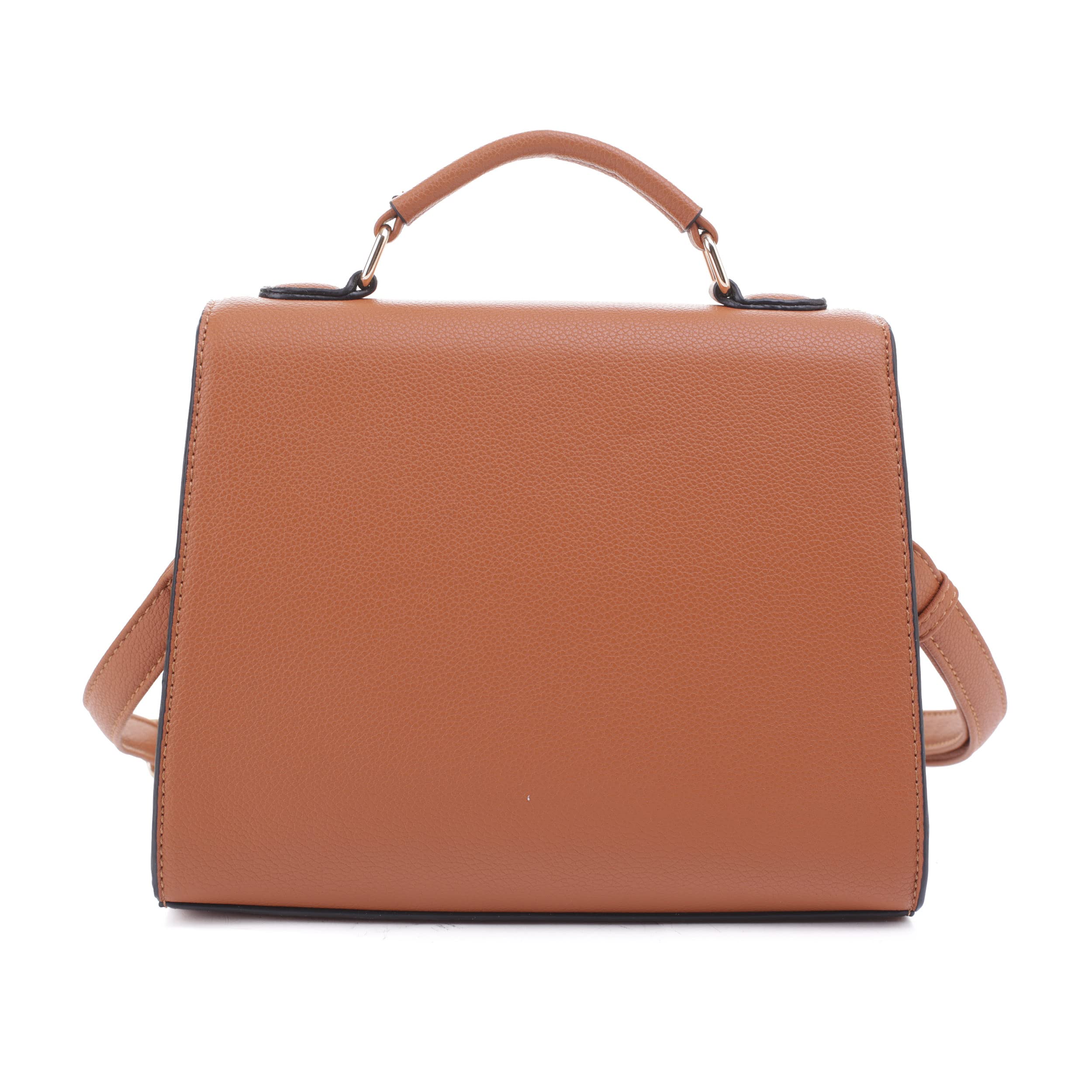 EVVE Women's Top Handle Satchel with Detachable Strap Small Pebbled Leather Crossbody Bag_TAN