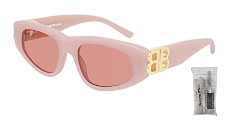 Balenciaga BB0095S 003 53MM Pink/Red Cateye Sunglasses for Women + Bundle with Designer iWear Eyewear Kit