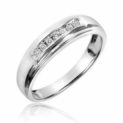 Creative jewels20 2.50 CT Round Cut Diamond His & Her Trio Engagement Wedding Ring Set 14k White Gold Finish (5)