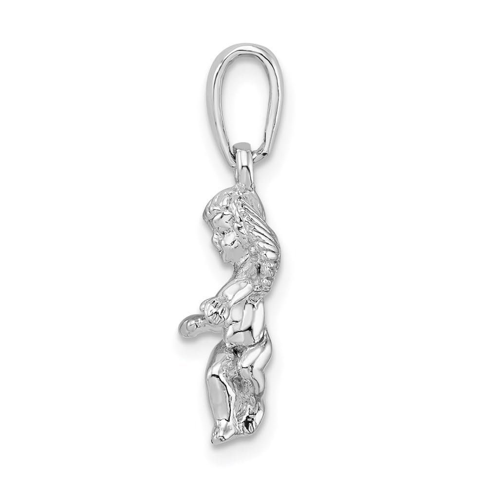 Auriga Fine Jewelry 925 Sterling Silver 3D Guardian Angel Pendant for Women (L- 0.95 Inch, W- 0.51 Inch)