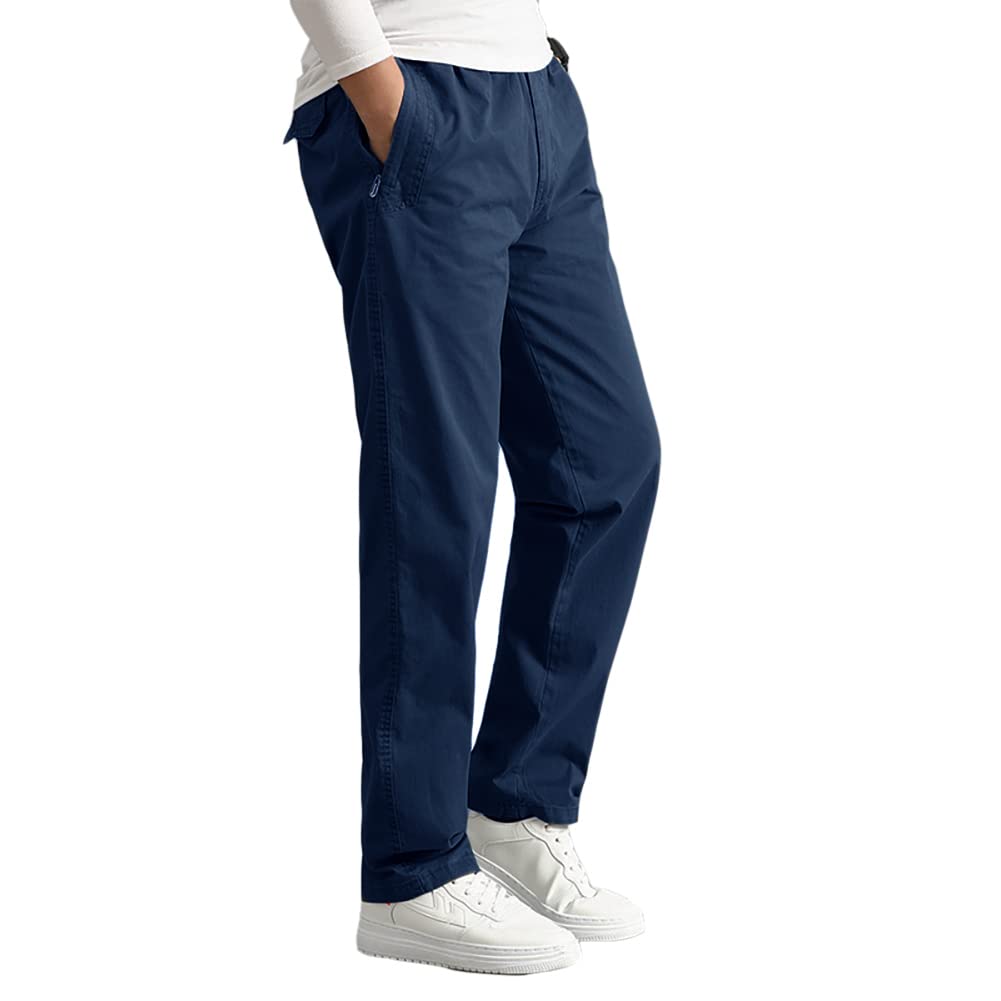 WZIKAI Mens Cargo Pants,Elastic Waist Sweatpants for Men Casual Long Trousers Light Jogger Pants Navy Blue M