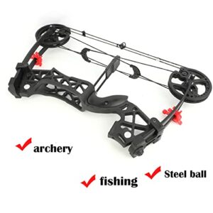 Dual-Purpose Compound Bow Hunting Catapult Bow for Steel Ball and Arrow, Draw Weight 40-65lbs Adjustable,Short-Axis Compound Bow,Left/Right Hand Avalible (bow set)