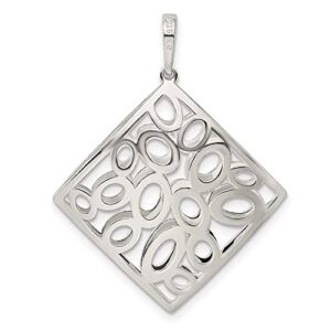 Auriga Fine Jewelry 925 Sterling Silver Polished Square with Circles Pendant (L- 31 mm, W- 29 mm) Gift for Women