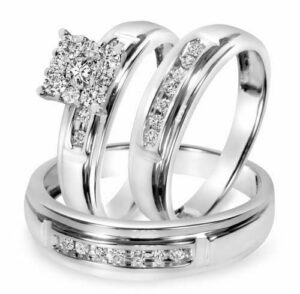 creative jewels20 2.50 ct round cut diamond his & her trio engagement wedding ring set 14k white gold finish (5)