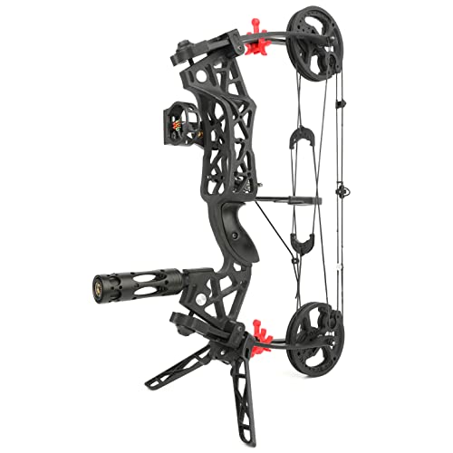 Dual-Purpose Compound Bow Hunting Catapult Bow for Steel Ball and Arrow, Draw Weight 40-65lbs Adjustable,Short-Axis Compound Bow,Left/Right Hand Avalible (bow set)