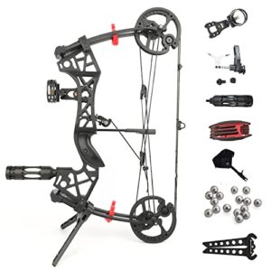 dual-purpose compound bow hunting catapult bow for steel ball and arrow, draw weight 40-65lbs adjustable,short-axis compound bow,left/right hand avalible (bow set)