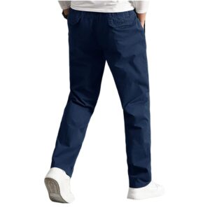 WZIKAI Mens Cargo Pants,Elastic Waist Sweatpants for Men Casual Long Trousers Light Jogger Pants Navy Blue M