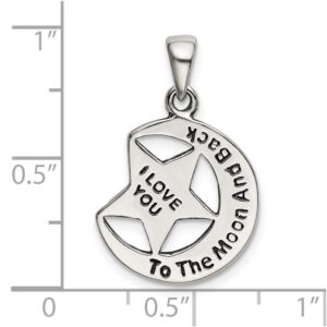 Auriga Fine Jewelry Sterling Silver I LOVE YOU TO THE MOON Antiqued Star and Moon Pendant Gift for Women