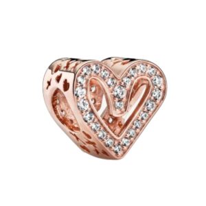 rose gold heart charm 925 sterling silver pendant,jewelry bead gift for women bracelet&necklace