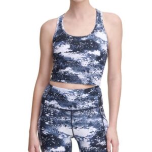 Calvin Klein Performance Women's Printed Racerback Cropped Tank Top (Blue, Small)