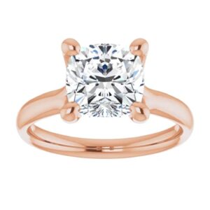 10K Solid Rose Gold Handmade Engagement Ring 3.0 CT Cushion Cut Moissanite Diamond Solitaire Wedding/Bridal Ring for Women/Her Propose Ring (5.5)