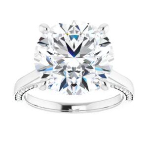 JEWELERYIUM Round Brilliant Cut 6 Carat, Colorless Moissanite Engagement Ring, Wedding/Bridal Ring Set, Solitaire Halo, Antique Anniversary Promise Ring Gift for Her (7.5)