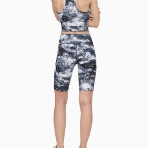 Calvin Klein Performance Women's Printed Racerback Cropped Tank Top (Blue, Small)