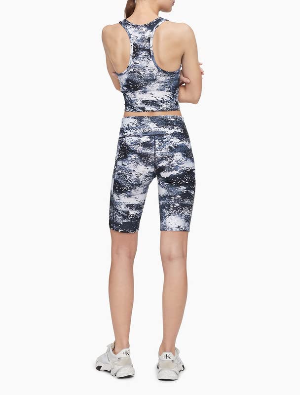 Calvin Klein Performance Women's Printed Racerback Cropped Tank Top (Blue, Small)