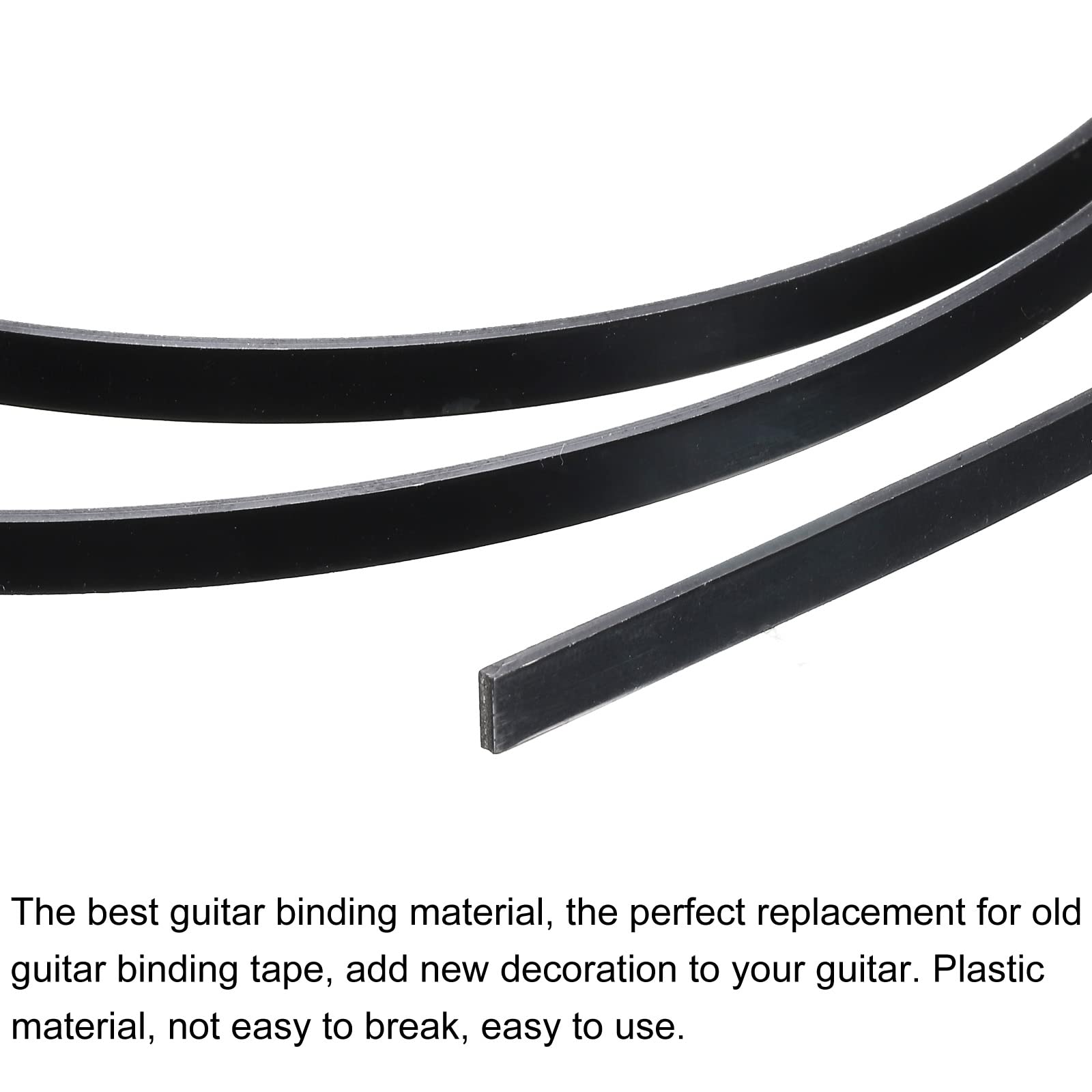 MECCANIXITY Plastic Binding Purfling Strip 1650x6x1.5mm Guitar Binding Edge Trim for Acoustic Classical Guitar Black 2 Pack