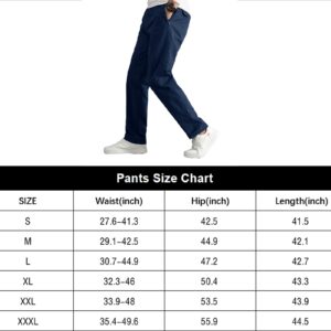 WZIKAI Mens Cargo Pants,Elastic Waist Sweatpants for Men Casual Long Trousers Light Jogger Pants Navy Blue M