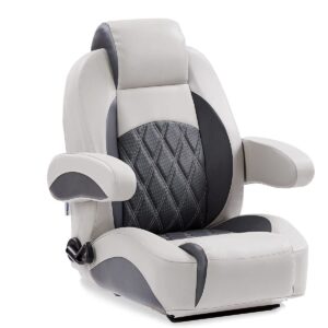 deckmate luxury reclining pontoon captain's chair - gray and charcoal (rcl-500)