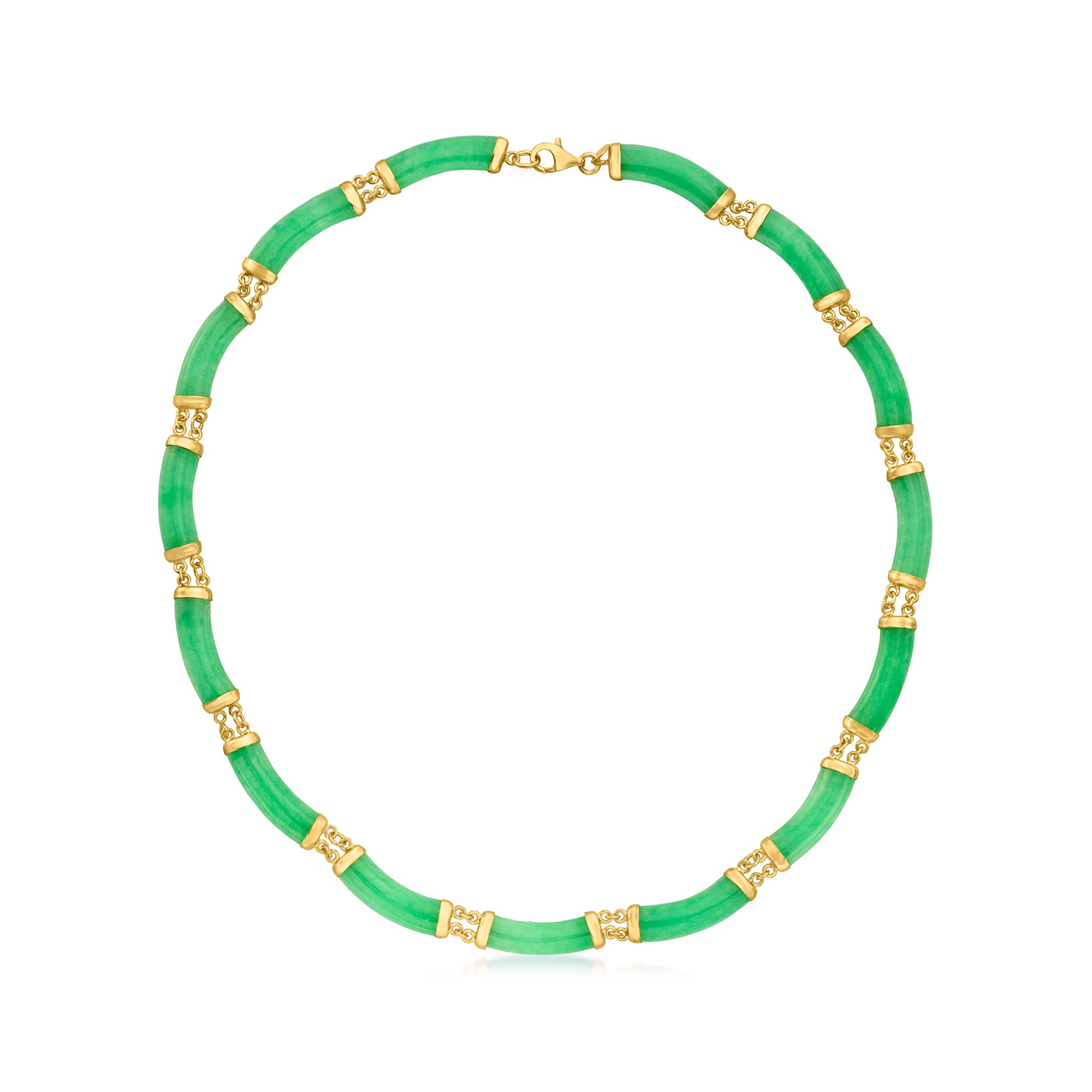 Ross-Simons Curved Jade Necklace in 18kt Gold Over Sterling. 20 inches