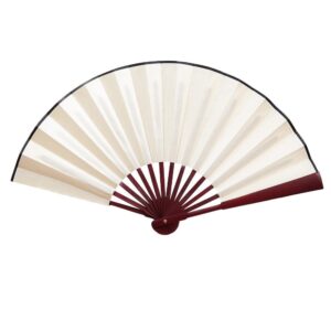 Unisex Silk Lace Wedding Party Fan Hand Held Chinese Dancing Floral Fan Folding Accessory Pasties Bras for Women Beige