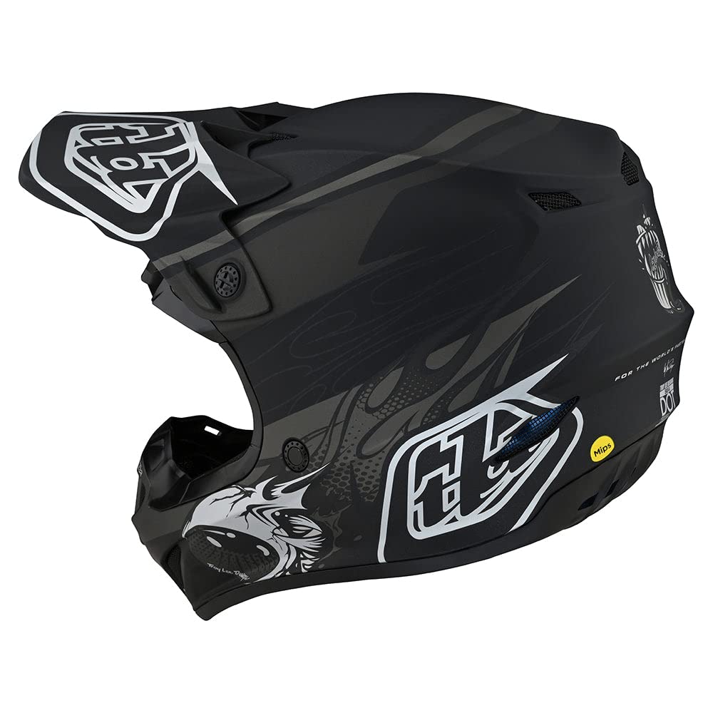 Troy Lee Designs SE4 Polyacrylite Midnight Motocross Helmet - Full Face Offroad Motorcycle Dirt Bike ATV Powersports Dual Sport Racing Helmet - Boys Girls Kids (Black, MD)