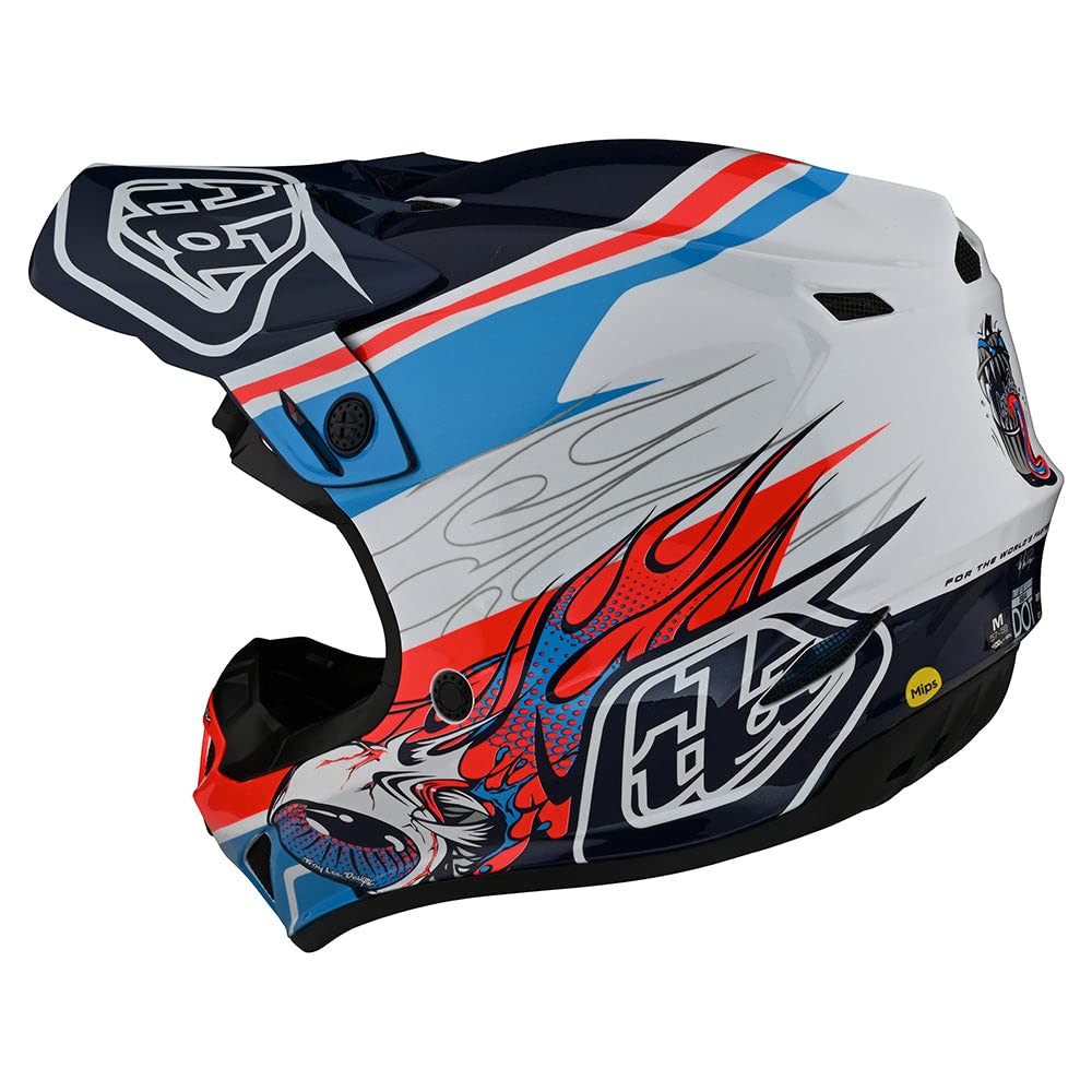 Troy Lee Designs SE4 Polyacrylite Midnight Motocross Helmet - Full Face Offroad Motorcycle Dirt Bicycle ATV Powersports Dual Sport Racing Helmet - Boys Girls Kids (Blue/Orange, MD)