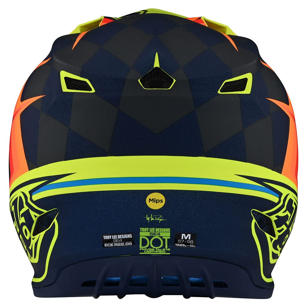 Troy Lee Designs SE4 Polyacrylite Midnight Motocross Helmet - Full Face Offroad Motorcycle Dirt Bike ATV Powersports Dual Sport Racing Helmet - Boys Girls Kids (Yellow, MD)