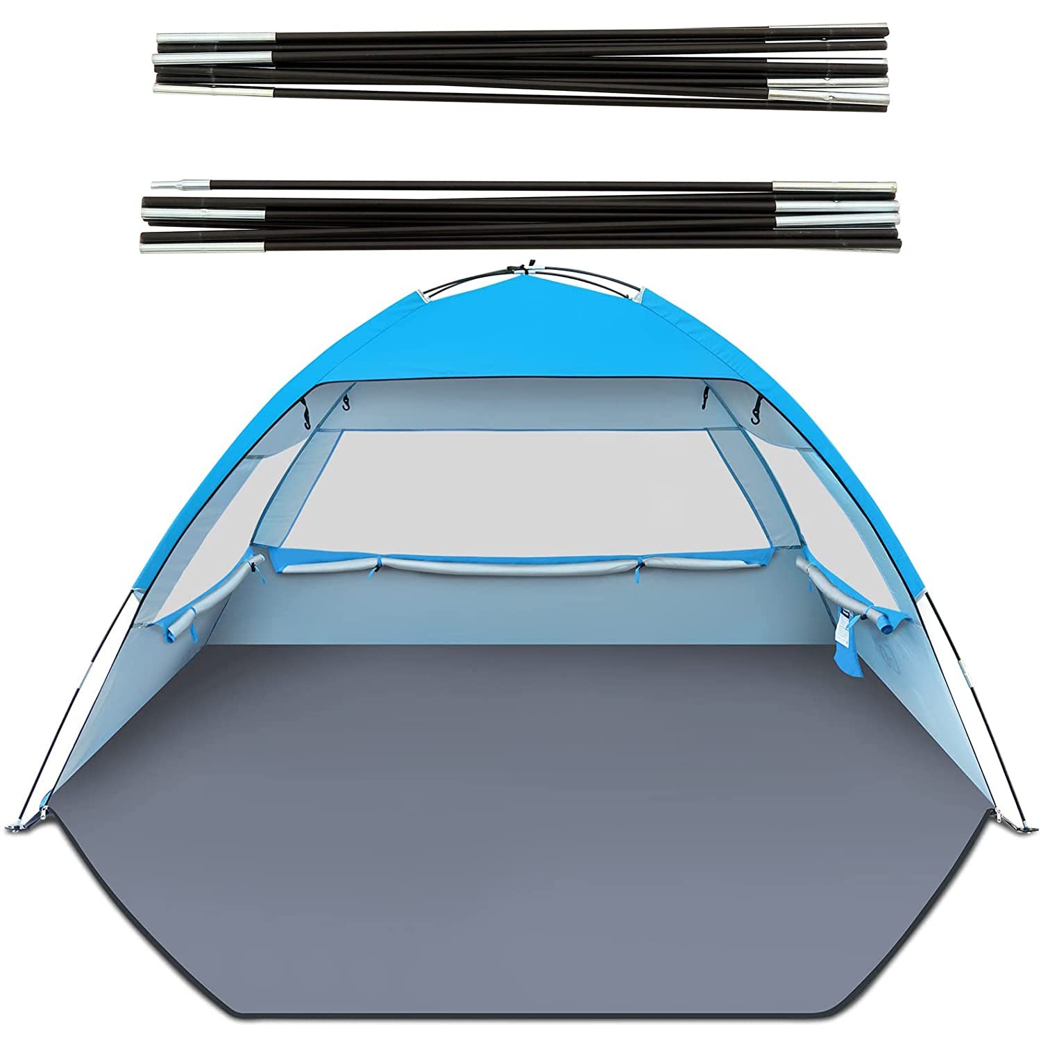 Gorich Beach Tent for 6 People + Beach Tent Poles for Replacement (6 People, Sky Blue)